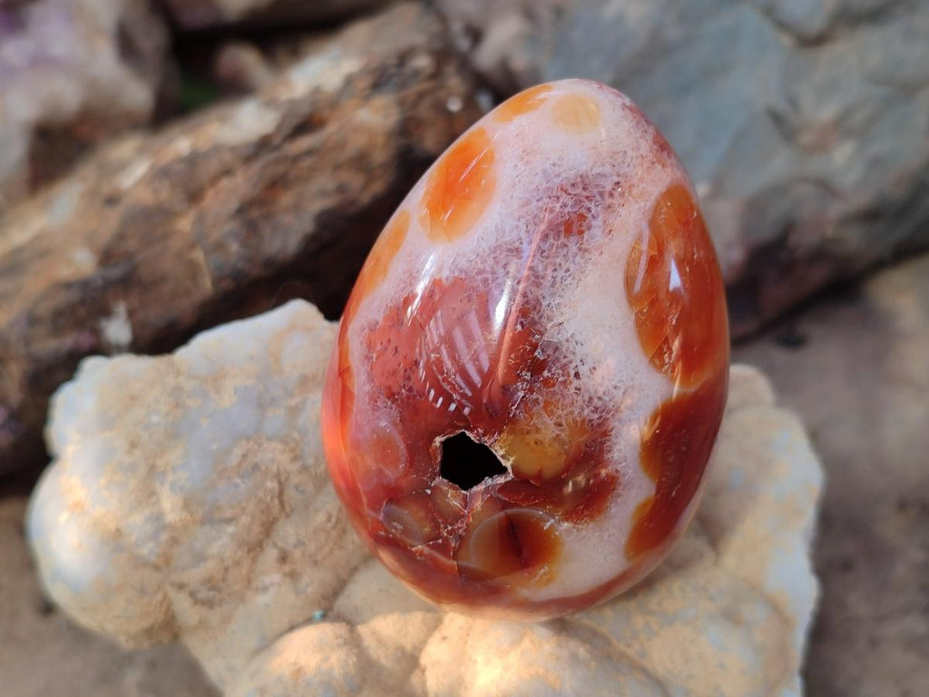 Polished Carnelian Agate Gemstone Eggs x 6 From Madagascar - Toprock Gemstones and Minerals 