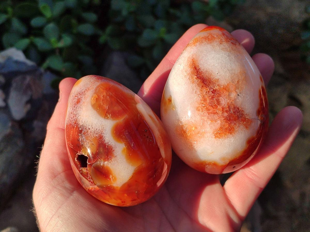 Polished Carnelian Agate Gemstone Eggs x 6 From Madagascar - Toprock Gemstones and Minerals 