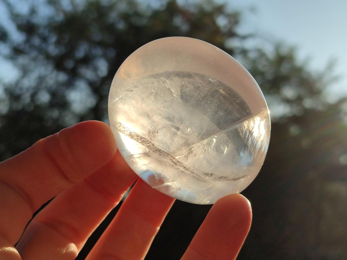 Polished Girasol Pearl Quartz Palm Stones x 24 From Ambatondrazaka, Madagascar - Toprock Gemstones and Minerals 