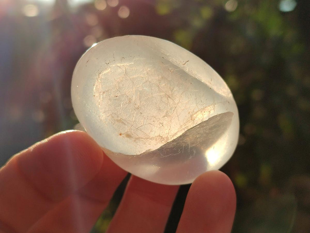 Polished Girasol Pearl Quartz Palm Stones x 24 From Ambatondrazaka, Madagascar - Toprock Gemstones and Minerals 