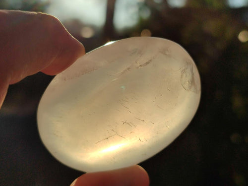 Polished Girasol Pearl Quartz Palm Stones x 24 From Ambatondrazaka, Madagascar - Toprock Gemstones and Minerals 