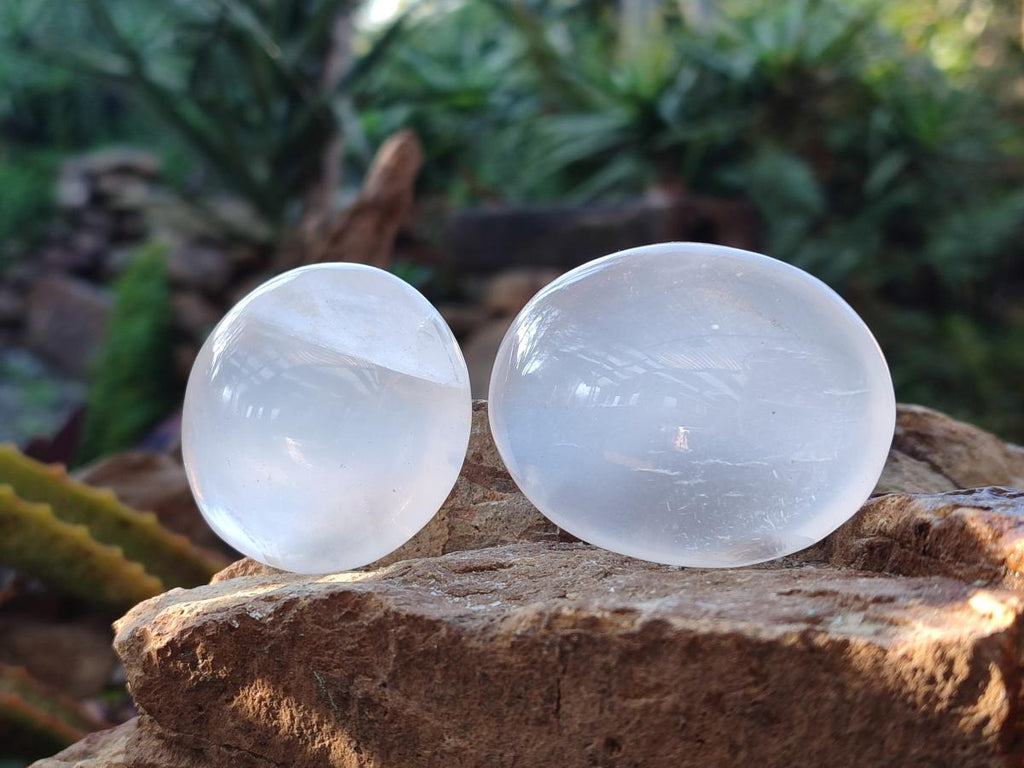 Polished Girasol Pearl Quartz Palm Stones x 24 From Ambatondrazaka, Madagascar - Toprock Gemstones and Minerals 