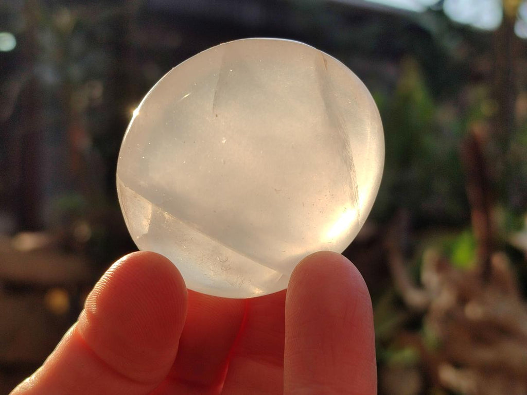 Polished Girasol Pearl Quartz Palm Stones x 24 From Ambatondrazaka, Madagascar - Toprock Gemstones and Minerals 