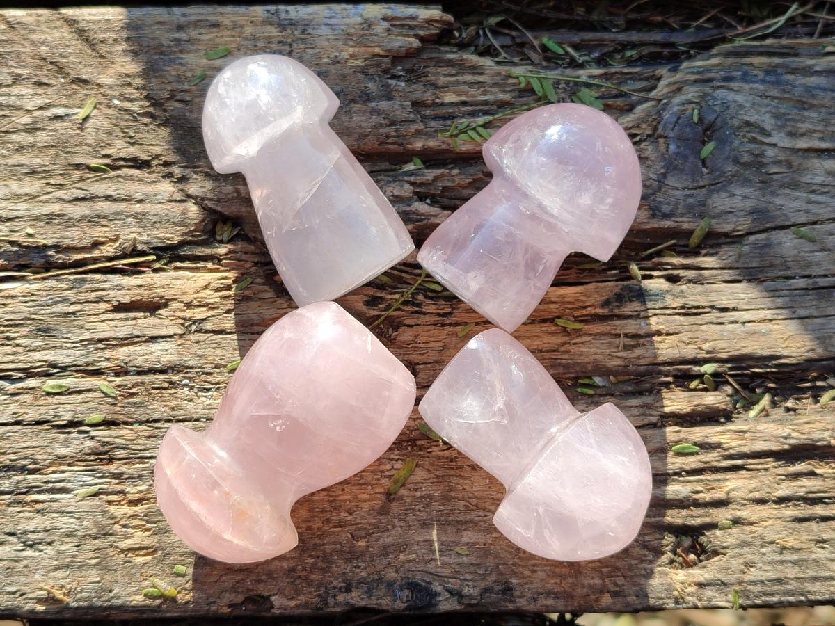 Polished Gemmy Rose Quartz Mushrooms x 24 From Madagascar - Toprock Gemstones and Minerals 