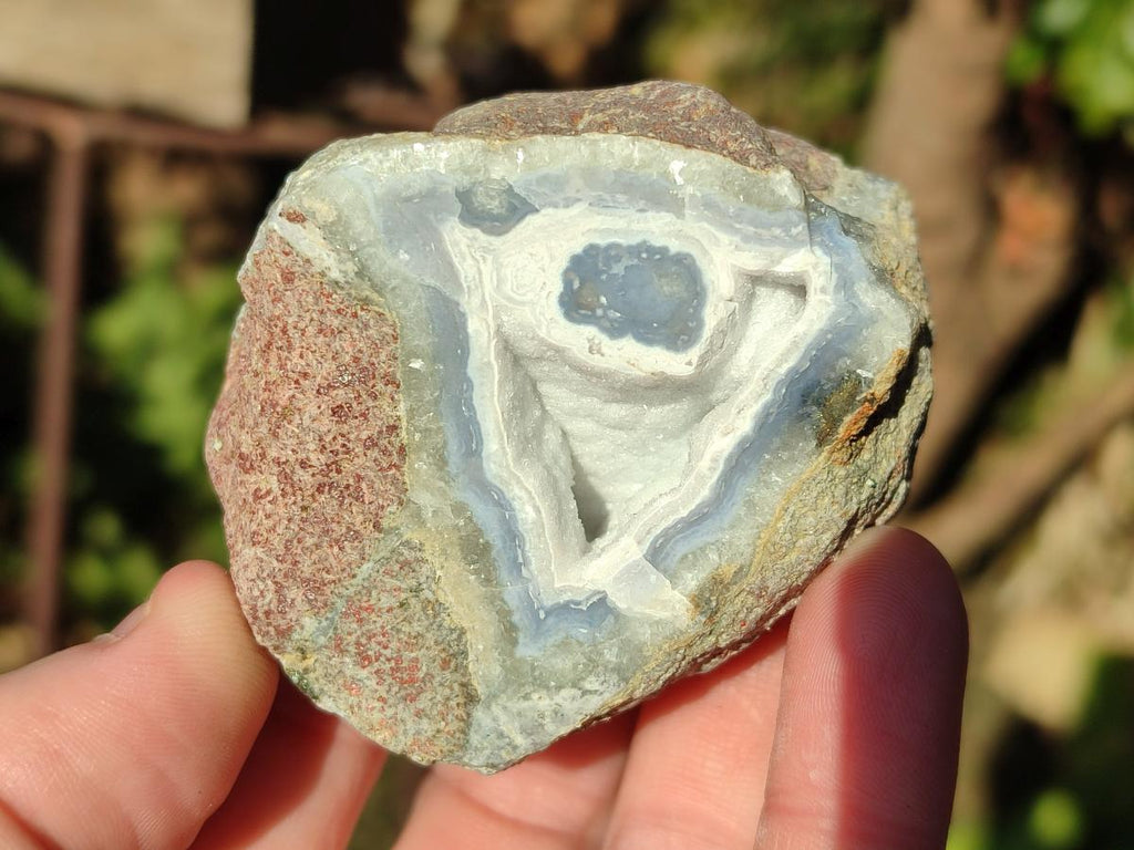Polished On One Side Blue Lace Agate Geodes x 12 From Nsanje, Malawi - Toprock Gemstones and Minerals 