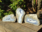 Polished On One Side Blue Lace Agate Geodes x 12 From Nsanje, Malawi - Toprock Gemstones and Minerals 