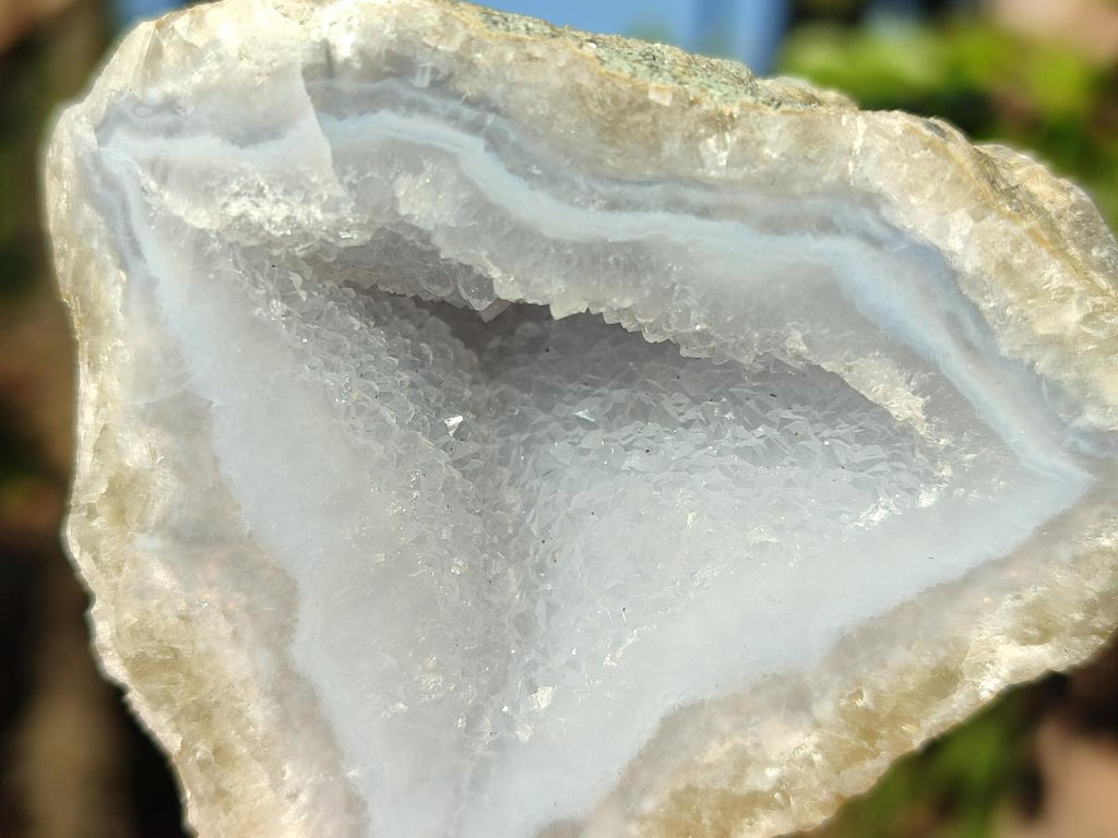 Polished On One Side Blue Lace Agate Geodes x 12 From Nsanje, Malawi - Toprock Gemstones and Minerals 