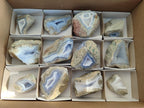 Polished On One Side Blue Lace Agate Geodes x 12 From Nsanje, Malawi - Toprock Gemstones and Minerals 