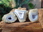 Polished On One Side Blue Lace Agate Geodes x 12 From Nsanje, Malawi - Toprock Gemstones and Minerals 