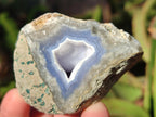 Polished On One Side Blue Lace Agate Geodes x 12 From Nsanje, Malawi - Toprock Gemstones and Minerals 