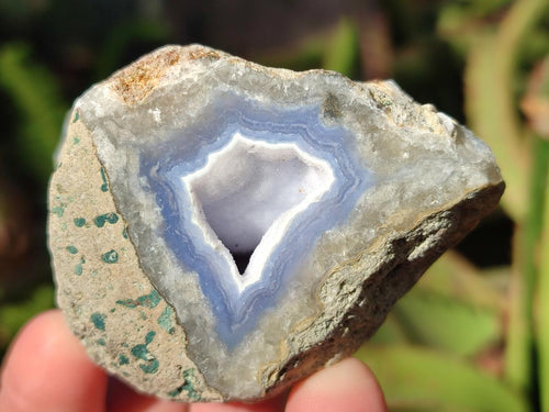 Polished On One Side Blue Lace Agate Geodes x 12 From Nsanje, Malawi - Toprock Gemstones and Minerals 