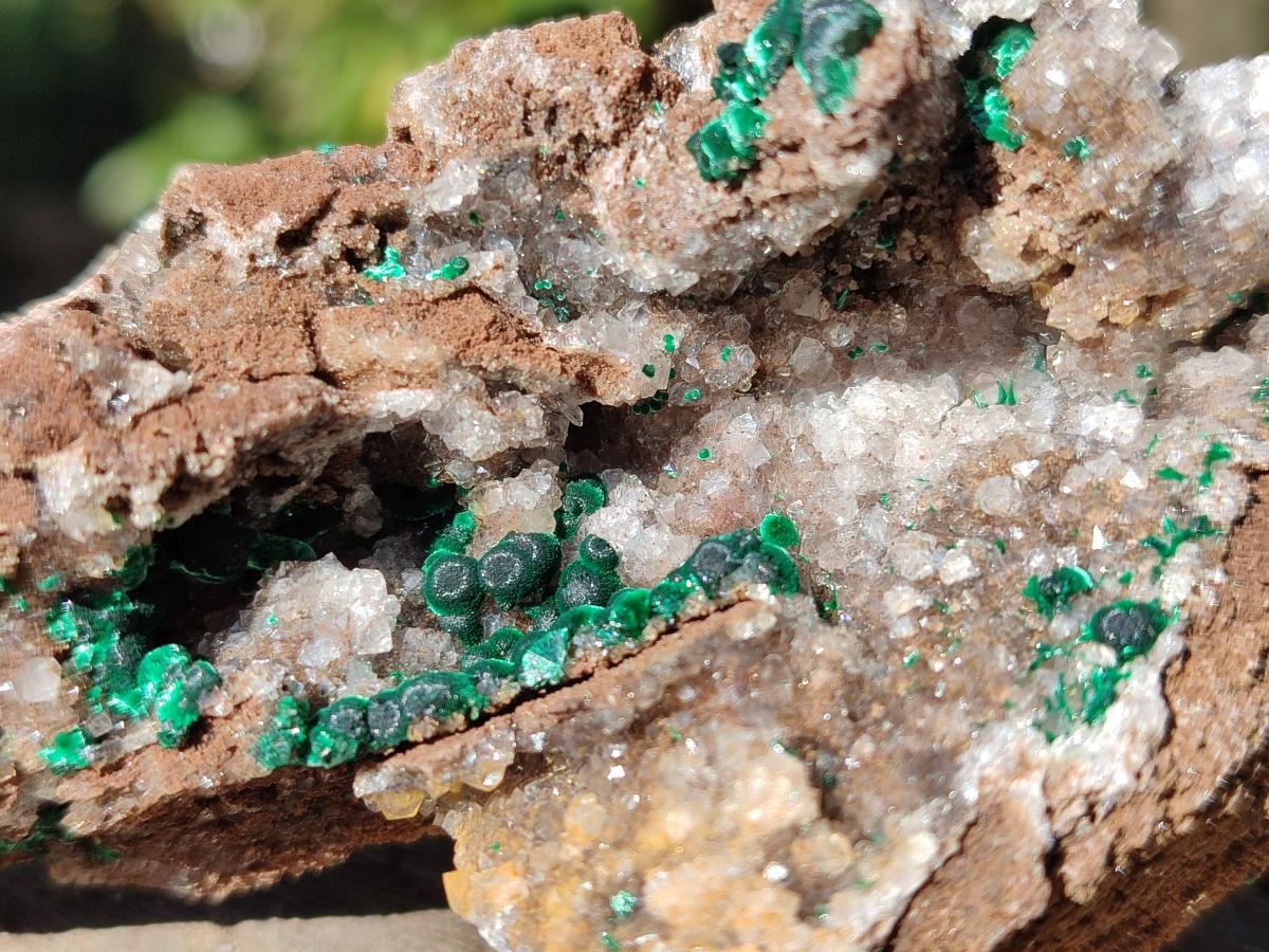 Natural Ball Malachite Specimens Coated with Drusy Quartz on Dolomite x 2 From Mindingi Mine, Congo - Toprock Gemstones and Minerals 