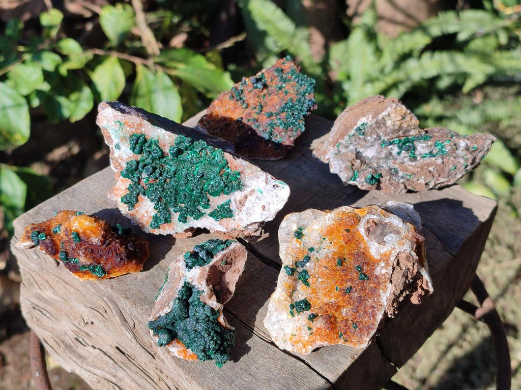 Natural Ball Malachite Specimens Coated with Drusy Quartz on Dolomite x 2 From Mindingi Mine, Congo - Toprock Gemstones and Minerals 