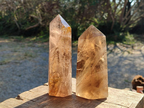 Polished Smokey Quartz Crystals x 2 From Madagascar - Toprock Gemstones and Minerals 