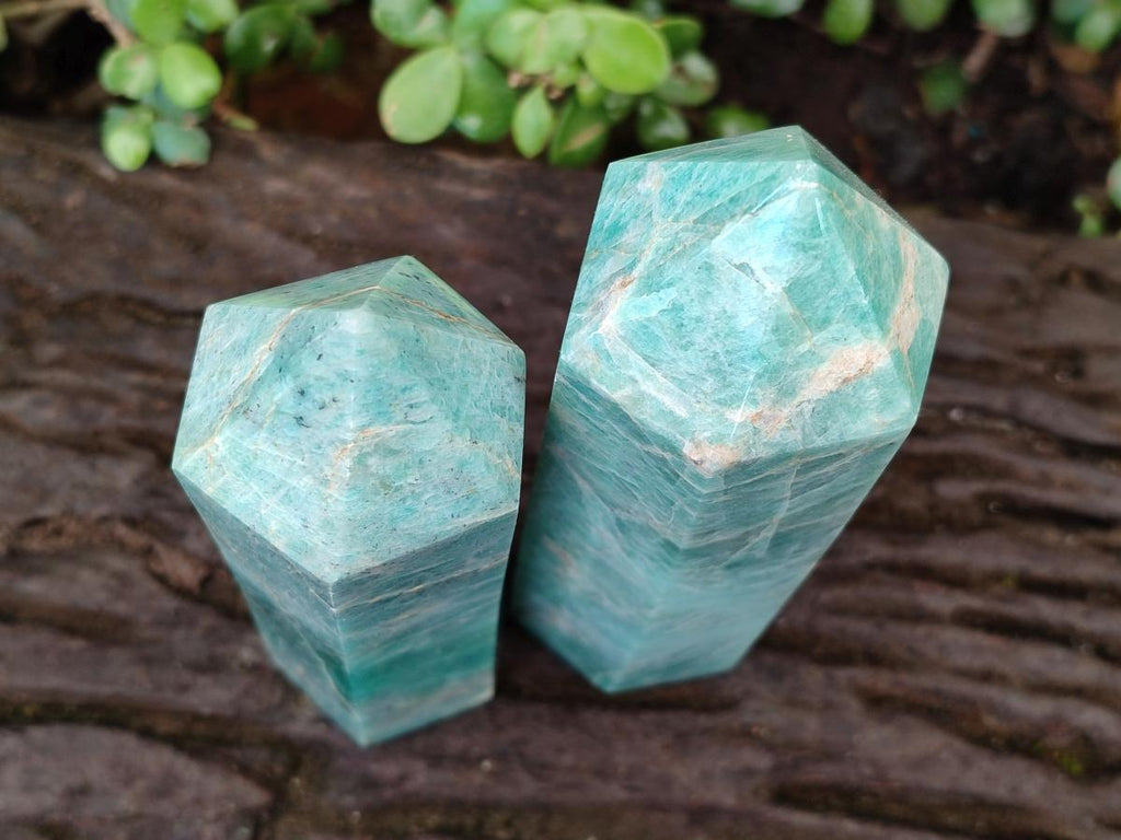 Polished Amazonite Display Crystals x 2 From Madagascar - Toprock Gemstones and Minerals 