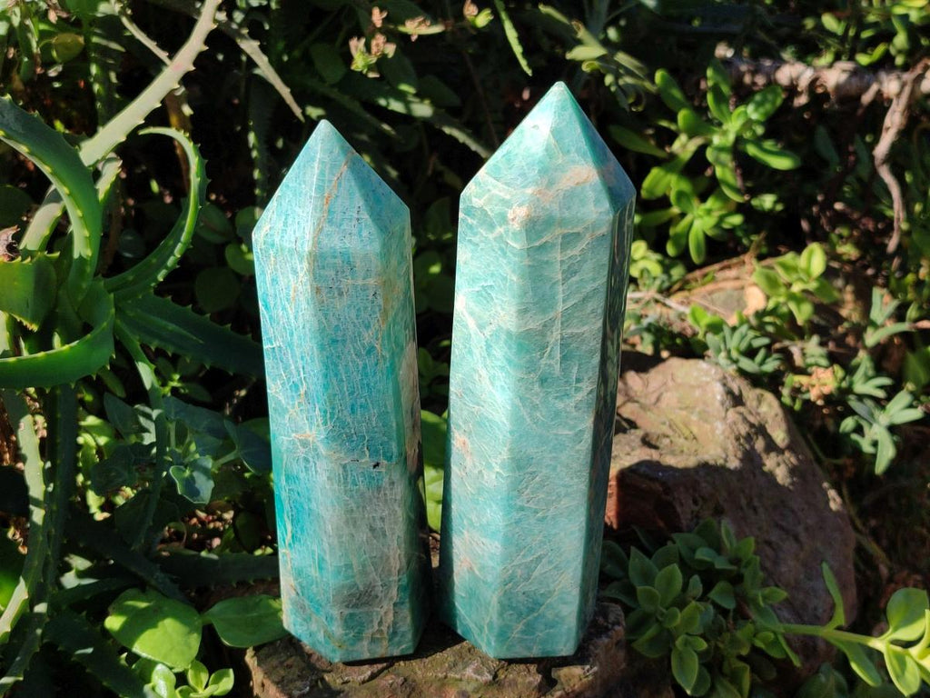 Polished Amazonite Display Crystals x 2 From Madagascar - Toprock Gemstones and Minerals 