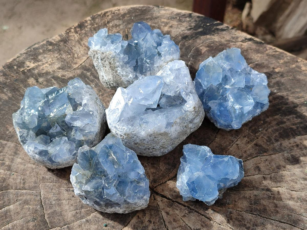 Natural Blue Celestite Crystal Specimens x 19 From Sakoany, Madagascar - Toprock Gemstones and Minerals 