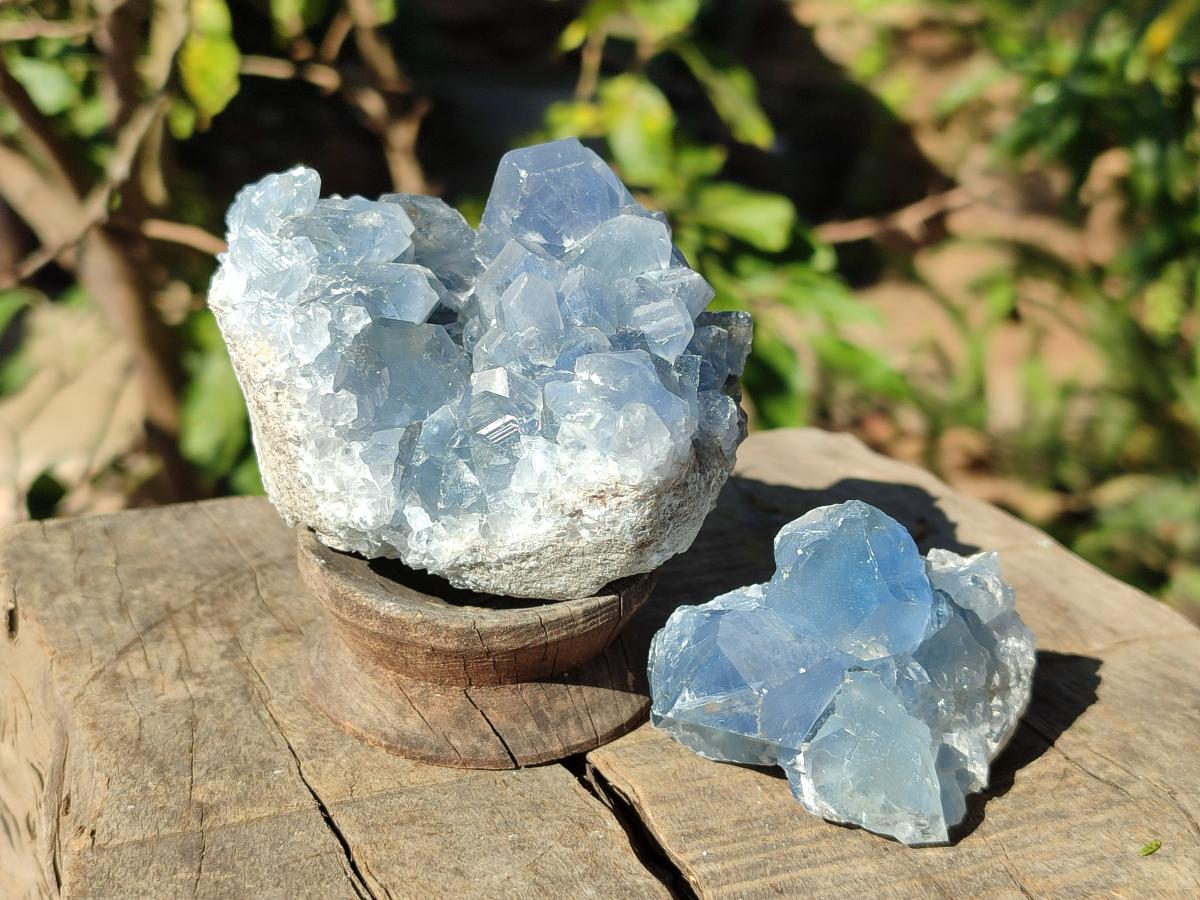 Natural Blue Celestite Crystal Specimens x 19 From Sakoany, Madagascar - Toprock Gemstones and Minerals 