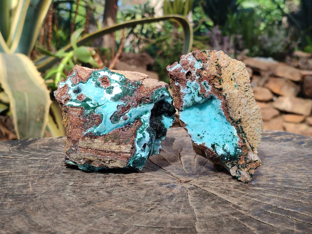 Natural Drusy Coated Chrysocolla Specimens with Crystalline Malachite x 2 From Lupoto Mine, Congo - Toprock Gemstones and Minerals 
