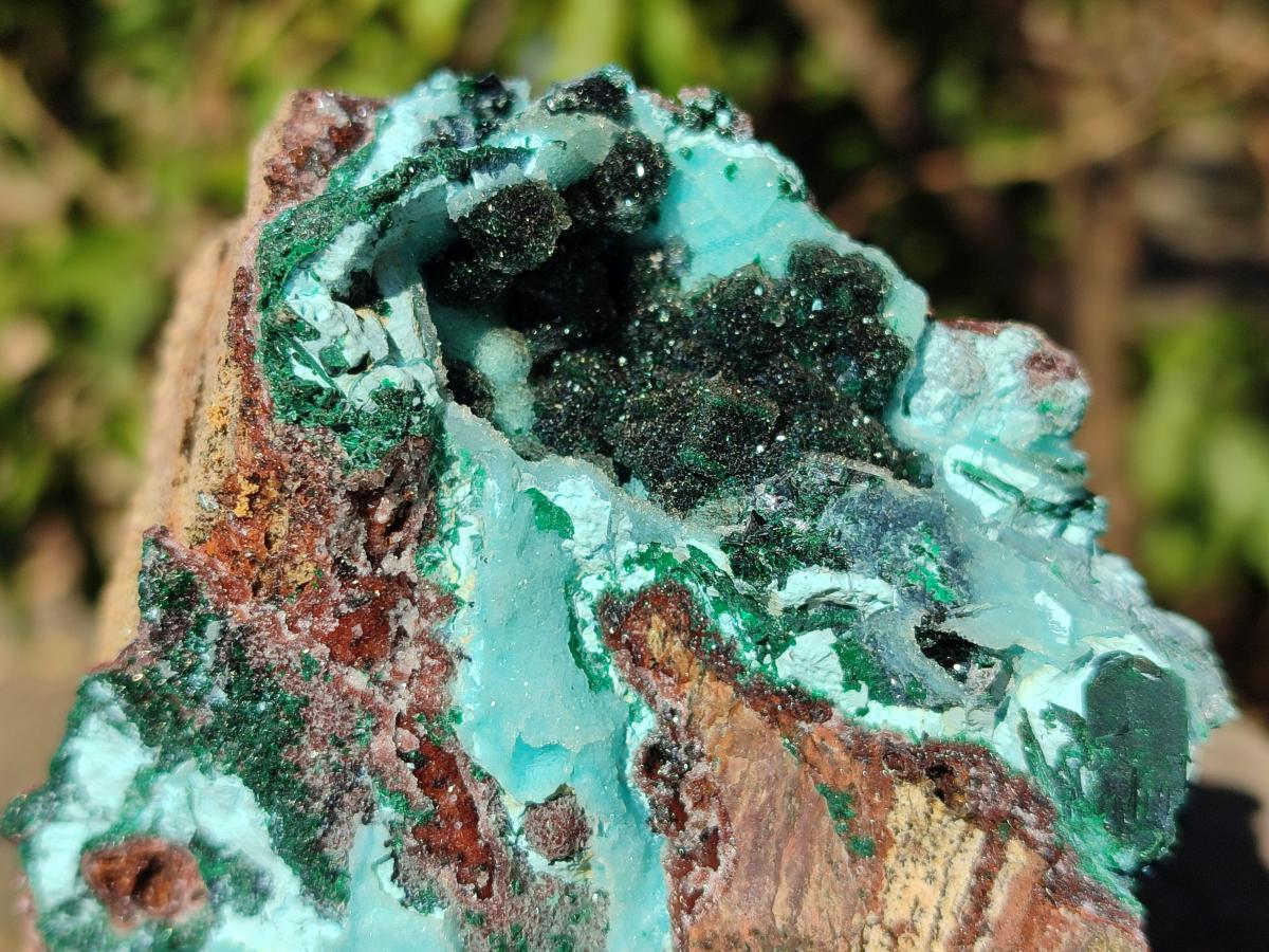 Natural Drusy Coated Chrysocolla Specimens with Crystalline Malachite x 2 From Lupoto Mine, Congo - Toprock Gemstones and Minerals 