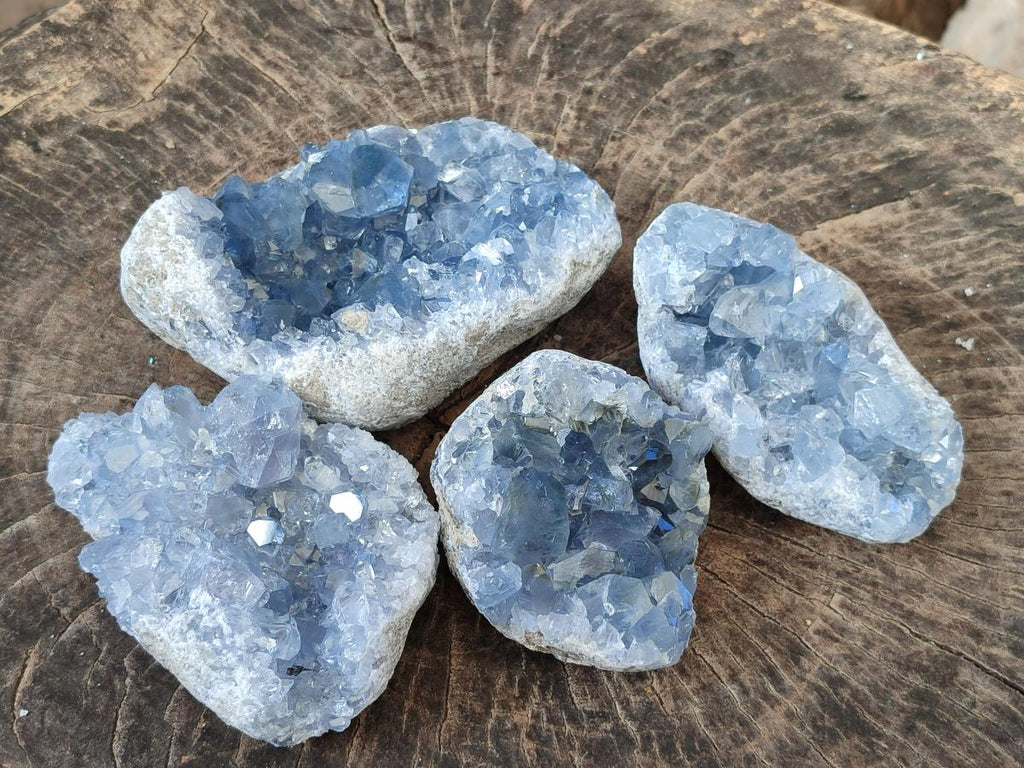 Natural Blue Celestite Specimens x 4 From Sakoany, Madagascar - Toprock Gemstones and Minerals 