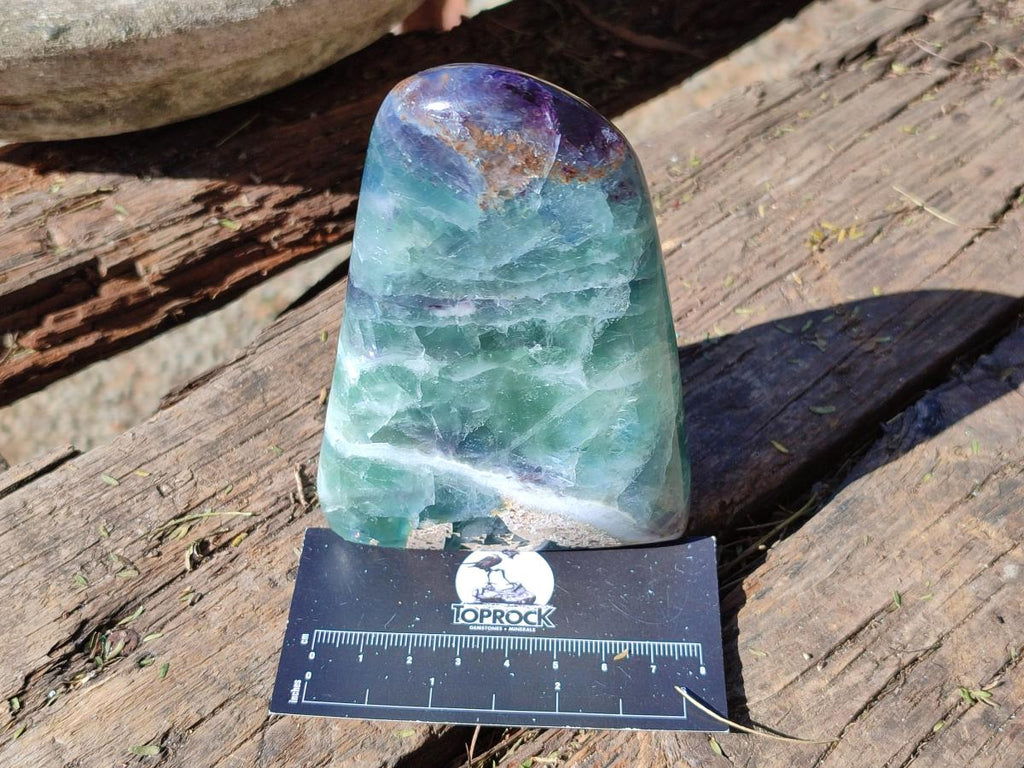 Polished Watermelon Fluorite Standing Display Pieces x 3 From Uis, Namibia - Toprock Gemstones and Minerals 