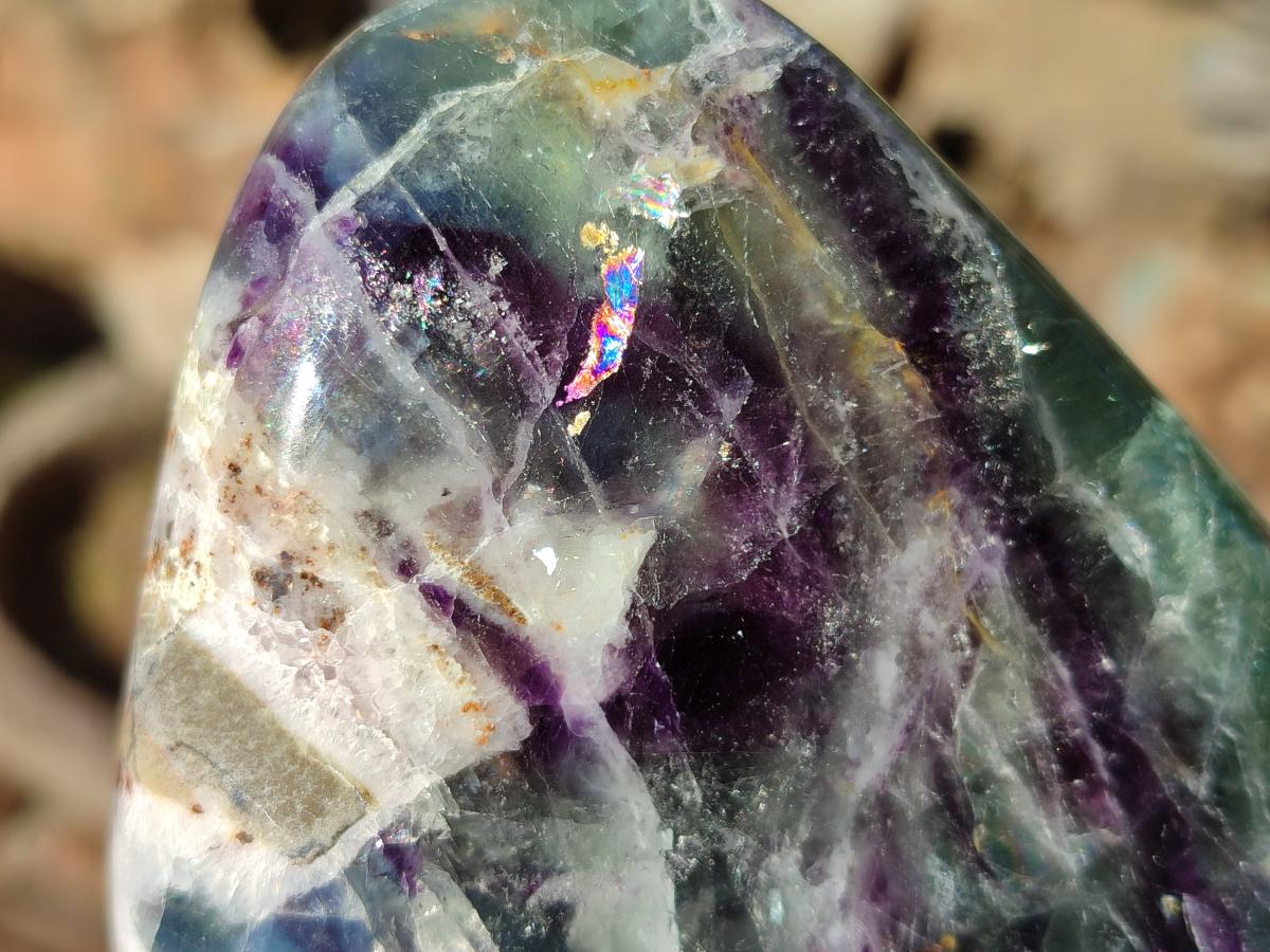 Polished Watermelon Fluorite Standing Display Pieces x 3 From Uis, Namibia - Toprock Gemstones and Minerals 