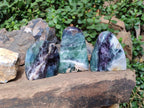 Polished Watermelon Fluorite Standing Display Pieces x 3 From Uis, Namibia - Toprock Gemstones and Minerals 
