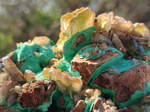 Natural Rare Bladed Barite Specimens with Malachite  x 2 From Shangulowé Mine, Congo - Toprock Gemstones and Minerals 