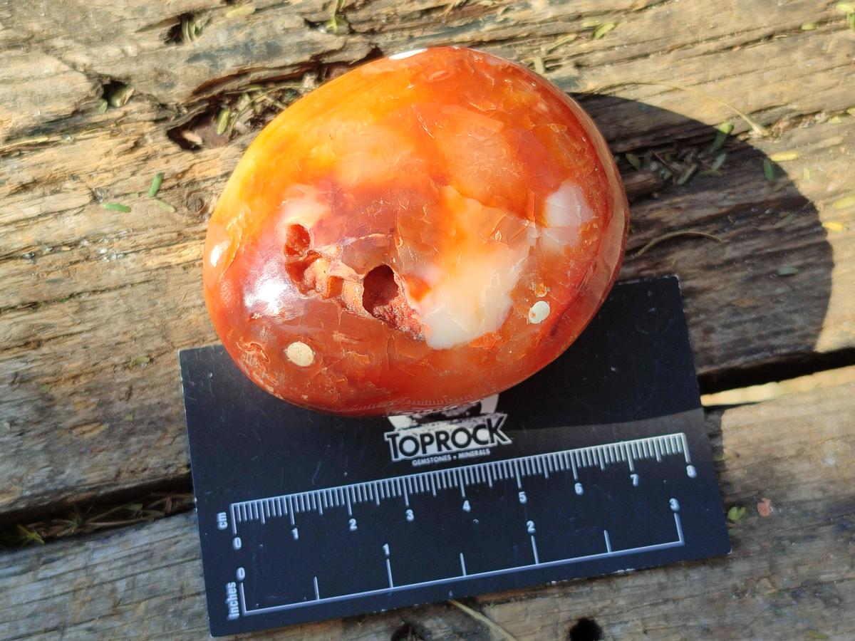 Polished Carnelian Agate Gemstone Galets x 6 From Madagascar - Toprock Gemstones and Minerals 