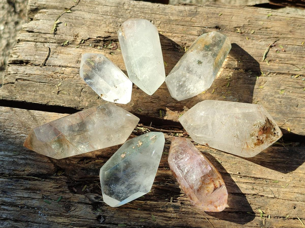 Polished Quartz Double Terminated Crystals with Inclusions x 12 From Madagascar - Toprock Gemstones and Minerals 