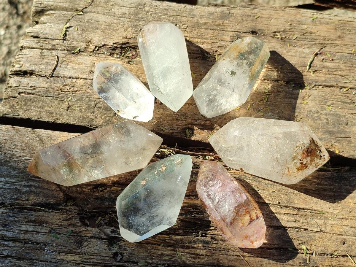 Polished Quartz Double Terminated Crystals with Inclusions x 12 From Madagascar - Toprock Gemstones and Minerals 