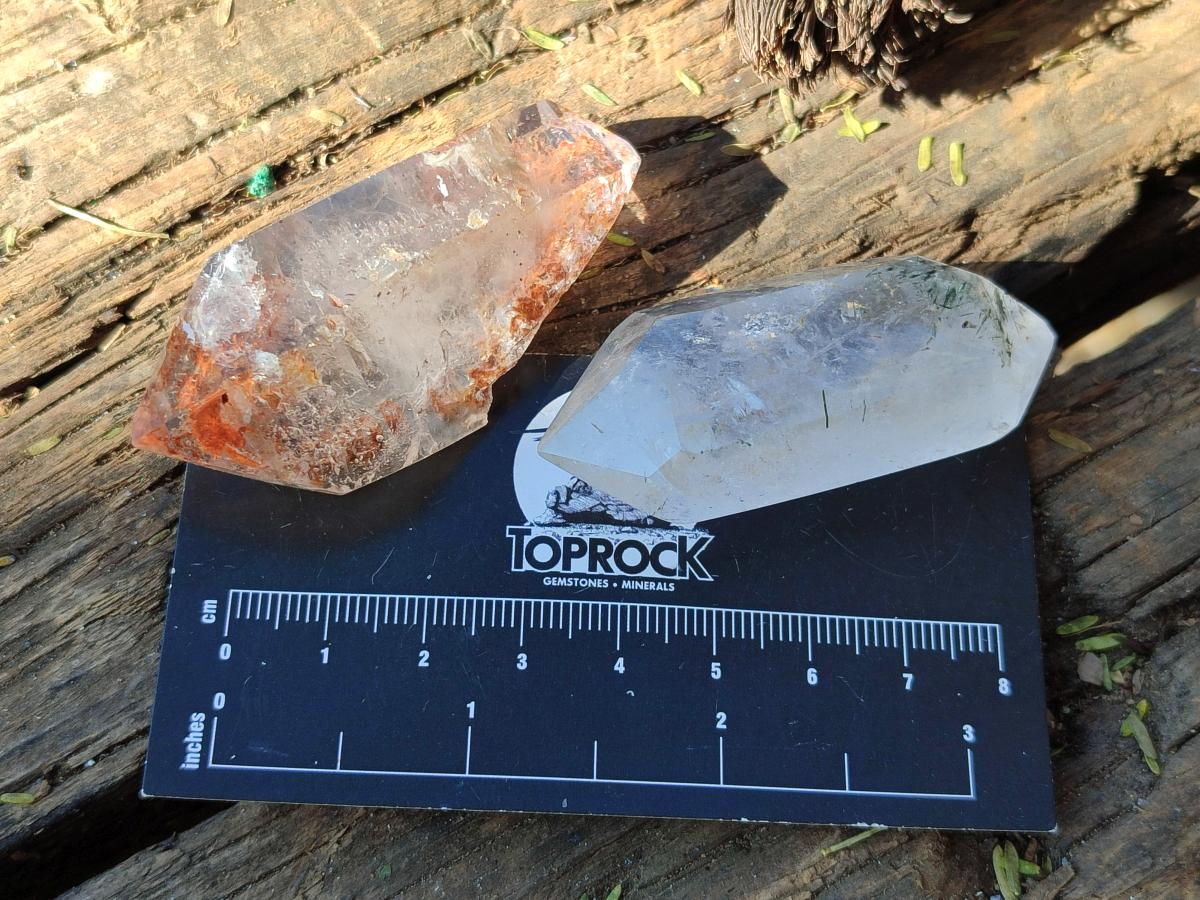 Polished Quartz Double Terminated Crystals with Inclusions x 12 From Madagascar - Toprock Gemstones and Minerals 