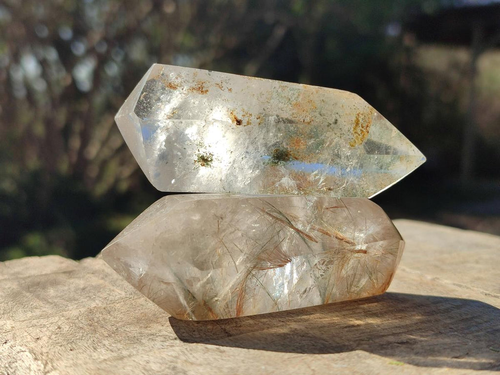 Polished Quartz Double Terminated Crystals with Inclusions x 12 From Madagascar - Toprock Gemstones and Minerals 