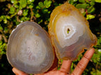 Polished Banded Agate Slices with Natural Edging x 12 From Madagascar - Toprock Gemstones and Minerals 