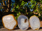 Polished Banded Agate Slices with Natural Edging x 12 From Madagascar - Toprock Gemstones and Minerals 