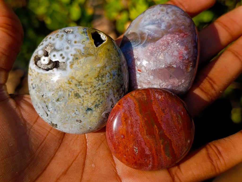 Polished Ocean Jasper Palm Stones x 24 From Northwest Coast, Madagascar - Toprock Gemstones and Minerals 