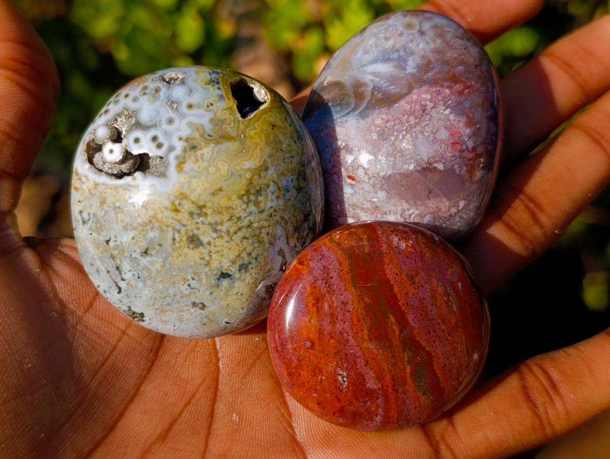 Polished Ocean Jasper Palm Stones x 24 From Northwest Coast, Madagascar - Toprock Gemstones and Minerals 