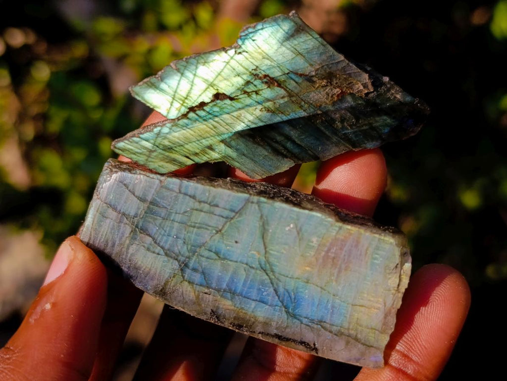 Polished One Side Labradorite Slices x 70 From Madagascar - Toprock Gemstones and Minerals 