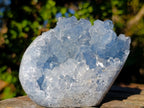 Polished Blue Celestite Geode Standing Display Pieces x 2 From Sakoany, Madagascar - Toprock Gemstones and Minerals 