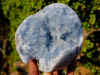 Polished Blue Celestite Geode Standing Display Pieces x 2 From Sakoany, Madagascar - Toprock Gemstones and Minerals 