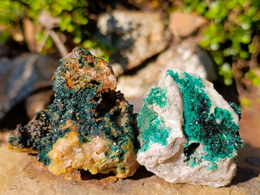 Natural Crystalline Malachite Specimens x 4 From Tenke Fungurume, Congo - Toprock Gemstones and Minerals 