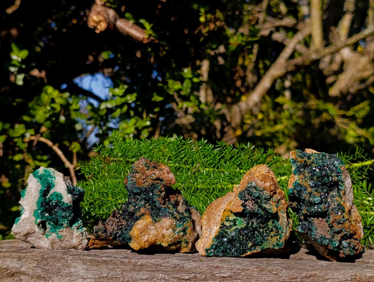 Natural Crystalline Malachite Specimens x 4 From Tenke Fungurume, Congo - Toprock Gemstones and Minerals 