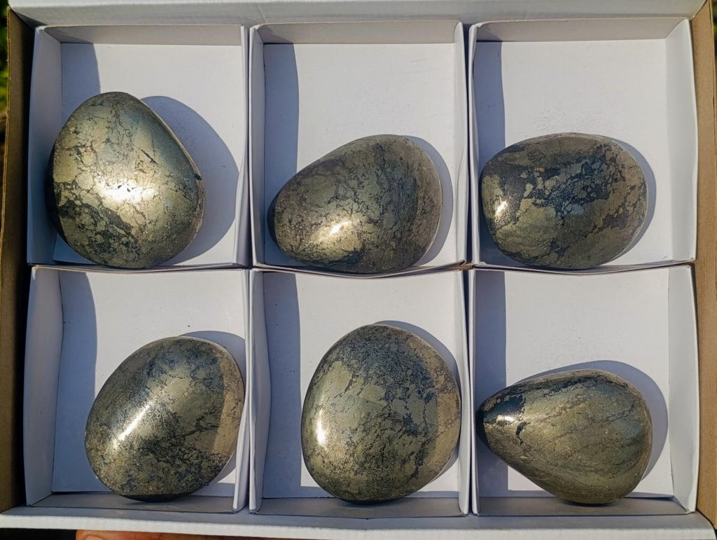 Polished Basalt Pharaoh Stone Galets x 6 From Iron Duke Mine, Zimbabwe - Toprock Gemstones and Minerals 