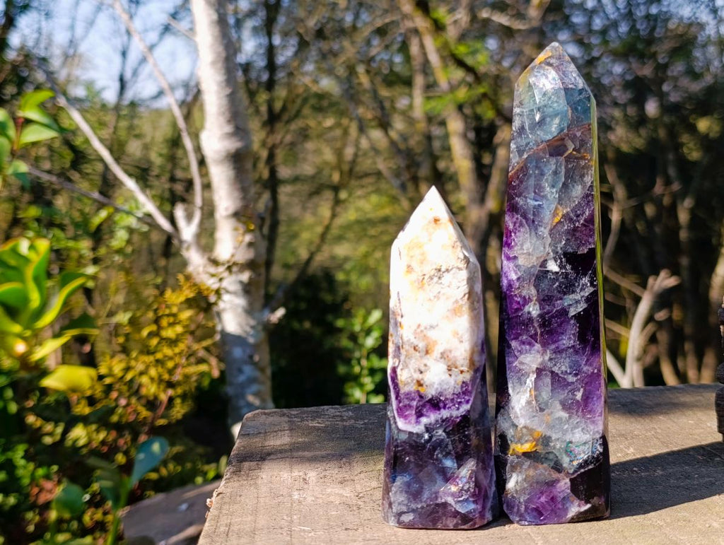 Polished Watermelon Fluorite Display Crystals x 4 From Uis, Namibia - Toprock Gemstones and Minerals 
