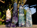 Polished Watermelon Fluorite Display Crystals x 4 From Uis, Namibia - Toprock Gemstones and Minerals 