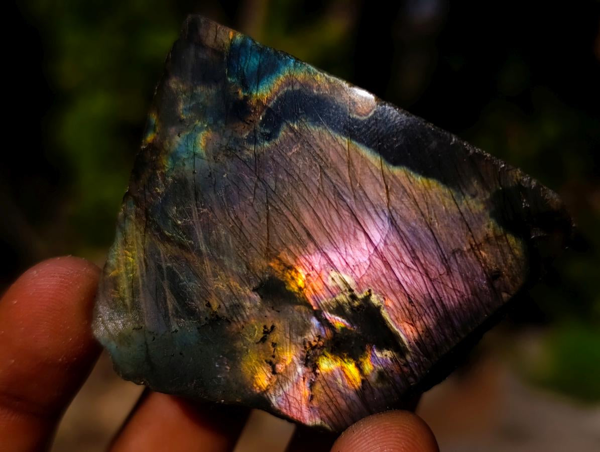 Polished One Side Labradorite Slices x 35 From Madagascar - Toprock Gemstones and Minerals 