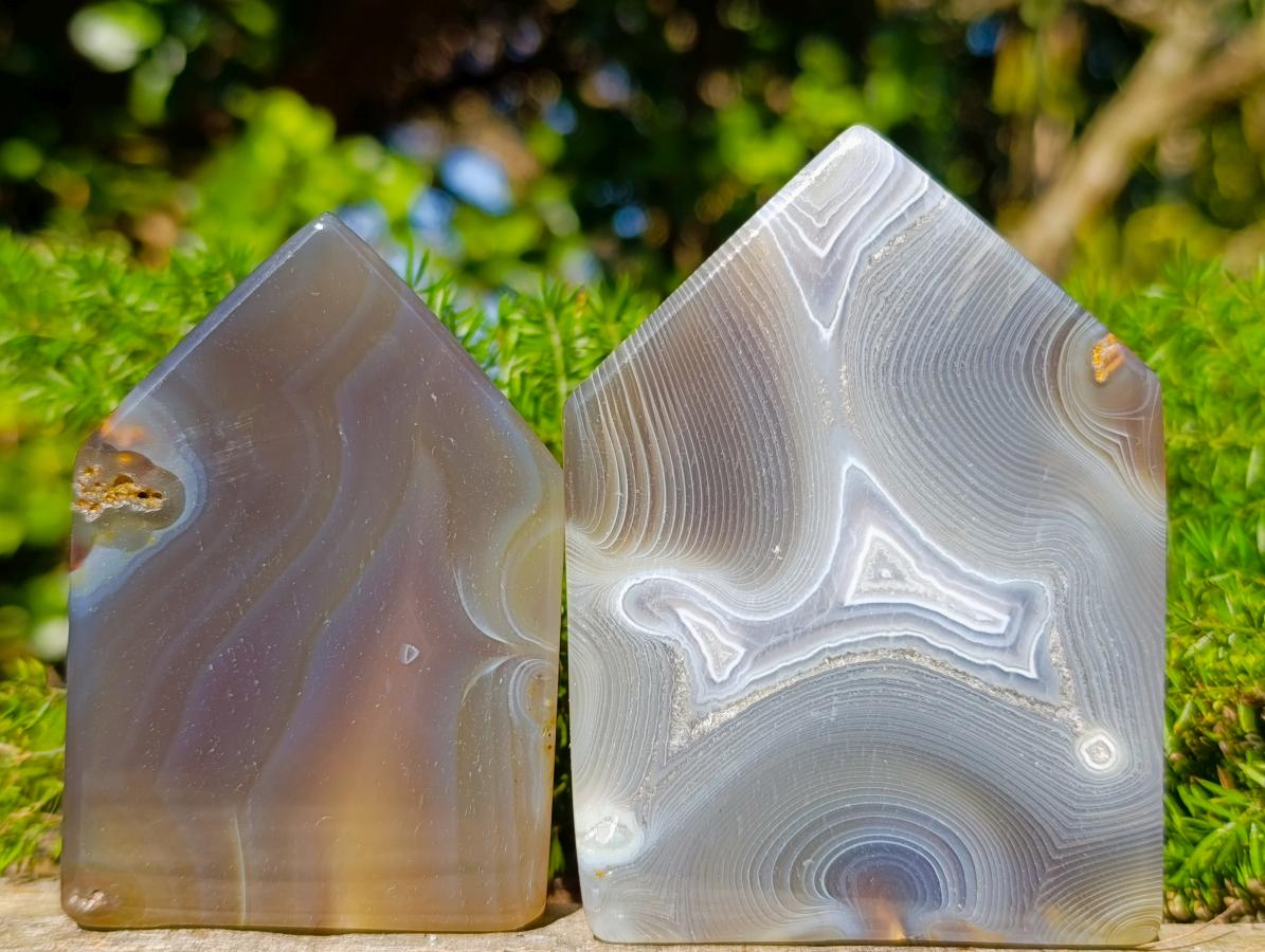 Polished Banded Agate House Shaped Slices x 12 From Madagascar - Toprock Gemstones and Minerals 