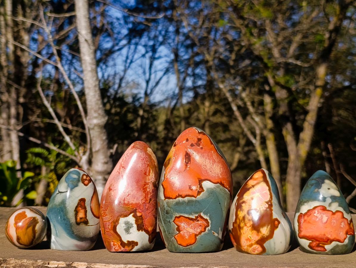 Polished Polychrome Jasper Standing Display Pieces and Spheres x 6 From NW Coast, Madagascar - Toprock Gemstones and Minerals 