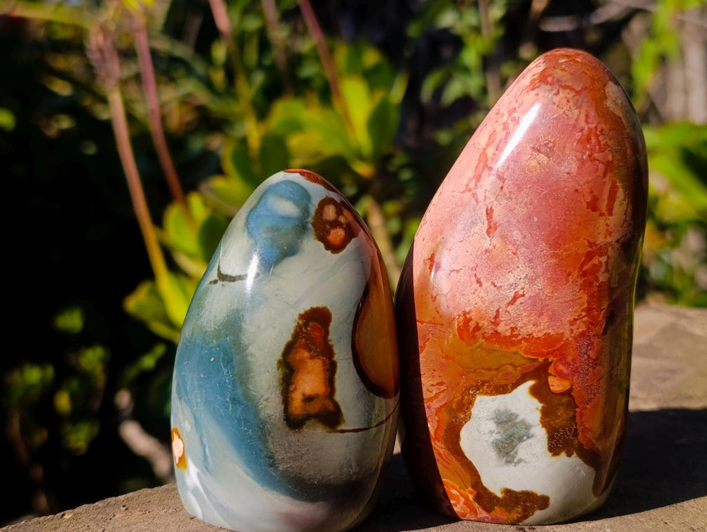 Polished Polychrome Jasper Standing Display Pieces and Spheres x 6 From NW Coast, Madagascar - Toprock Gemstones and Minerals 